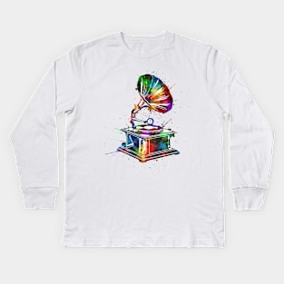 turntable colorful Kids Long Sleeve T-Shirt